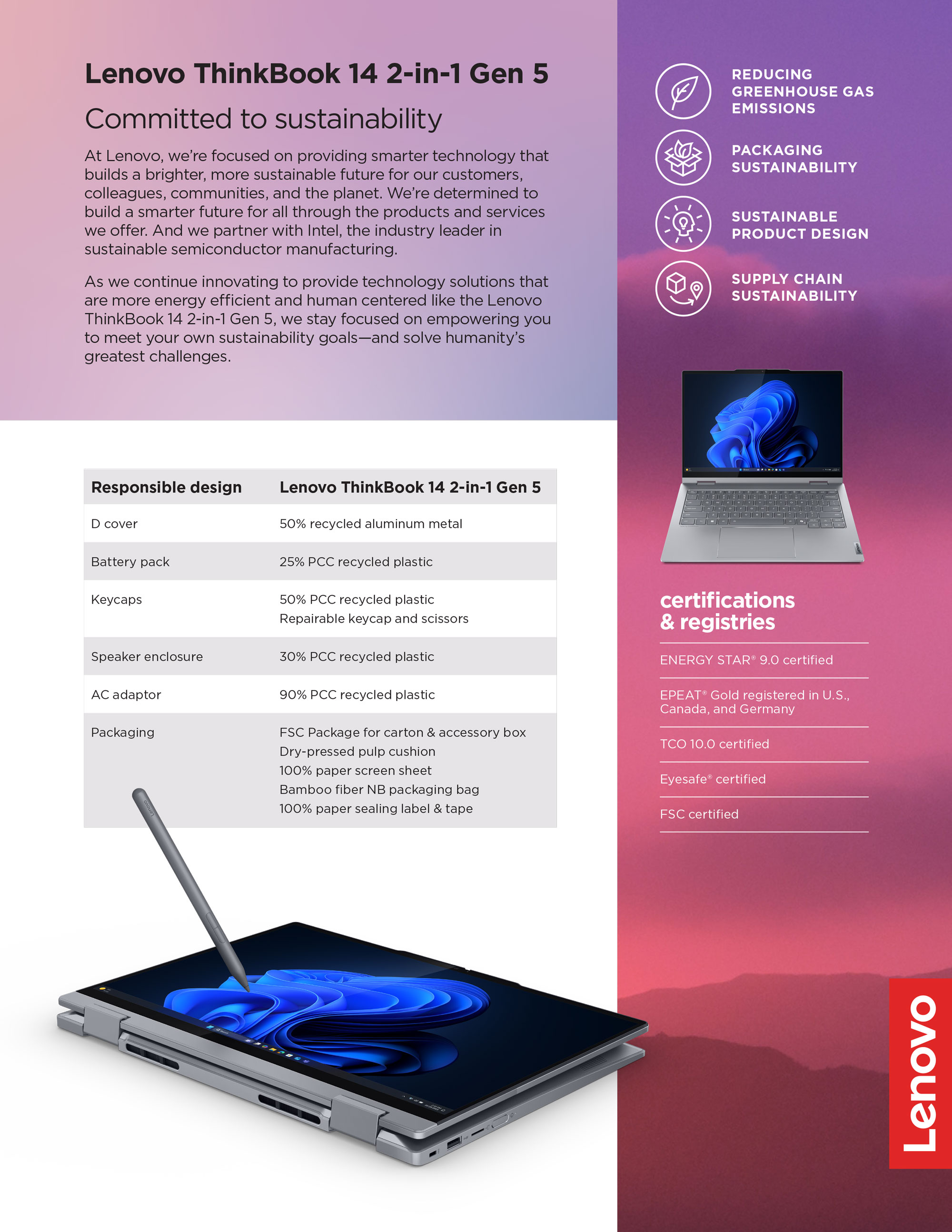 מחשב נייד לנובו טינקבוק Lenovo ThinkBook 14 2-in-1 Gen 5 Touch 