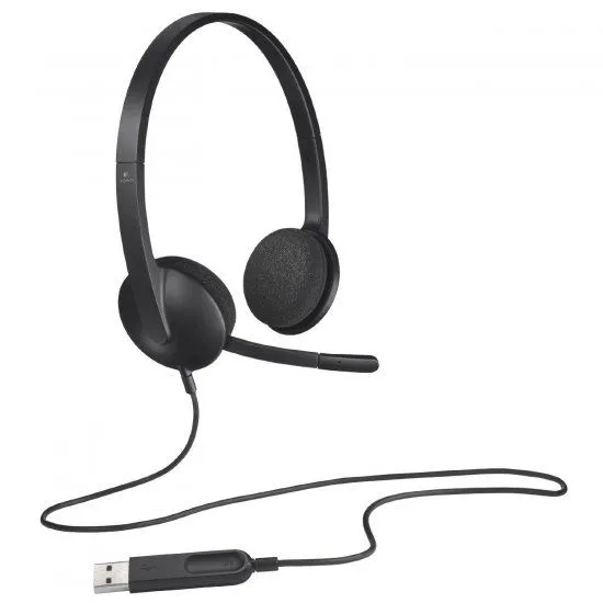 אוזניות ומיקרופון חוטיות לוגיטק Logitech USB Headset H340