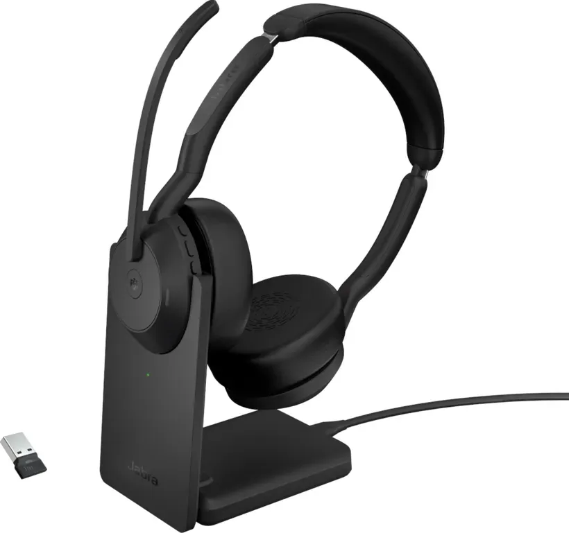 אוזניות אלחוטיות Jabra Evolve2 55 Link380A MS Stereo Stand 25599-999-989