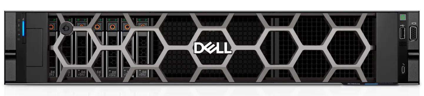 שרת מצלמות דל Dell PowerEdge R760XS RACK SERVER/4410Y XEON 12C/32GB/2X480 NVME + 5X16TB SATA/RAID H755/2X1100 PSU/3YR