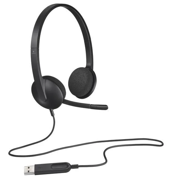 אוזניות ומיקרופון חוטיות לוגיטק Logitech USB Headset S-H340