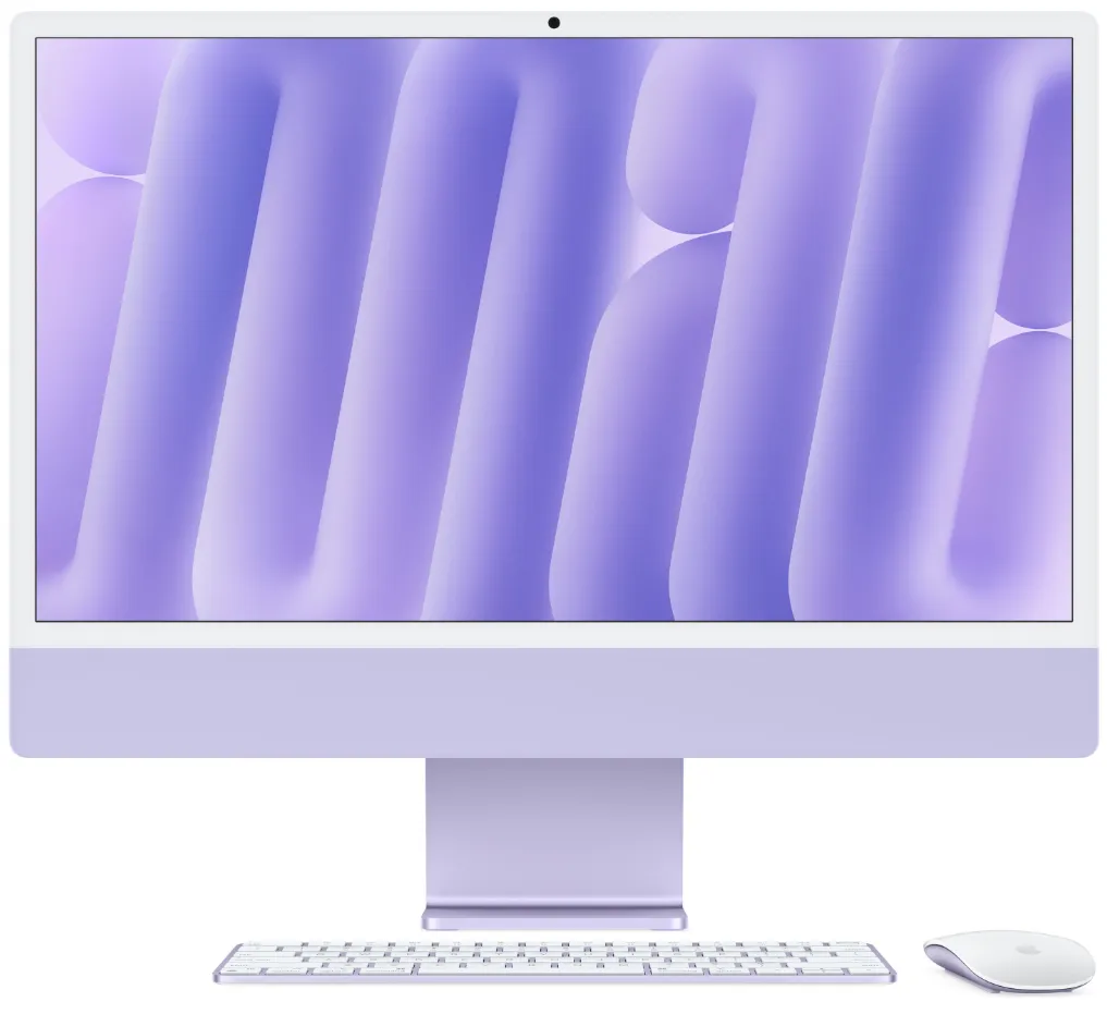 איימק 24" iMac 24" (2024) M4 4.5K 10C CPU/16GB/512GB NVME/10C GPU PURPLE Z1EU-16GB-512G