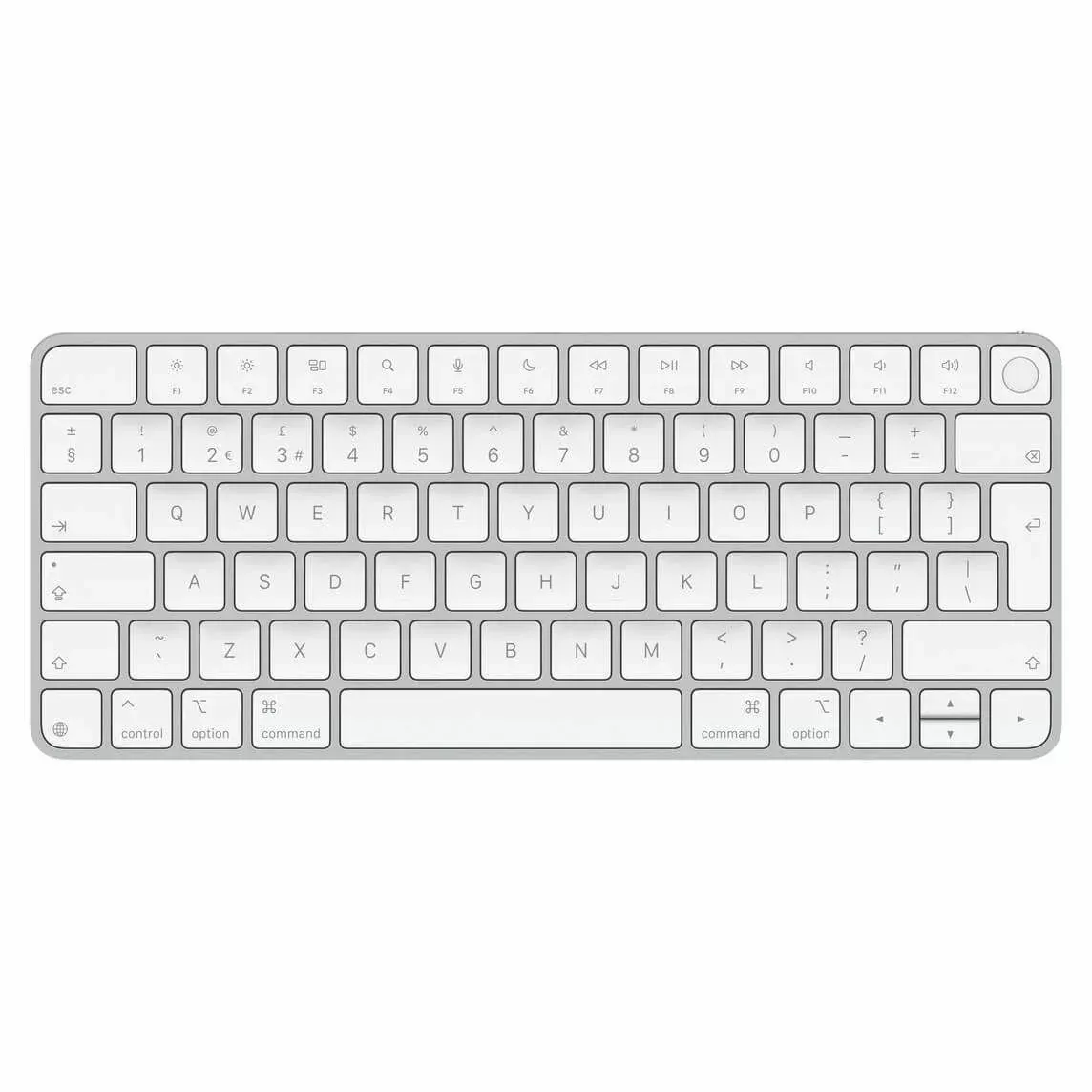 מקלדת קצרה עברית - אנגלית עם טביעת אצבע אפל Apple Magic Keyboard (2024) with Touch ID for Macs with Apple Silicon USB-C EU Layout MXCK3HB/A