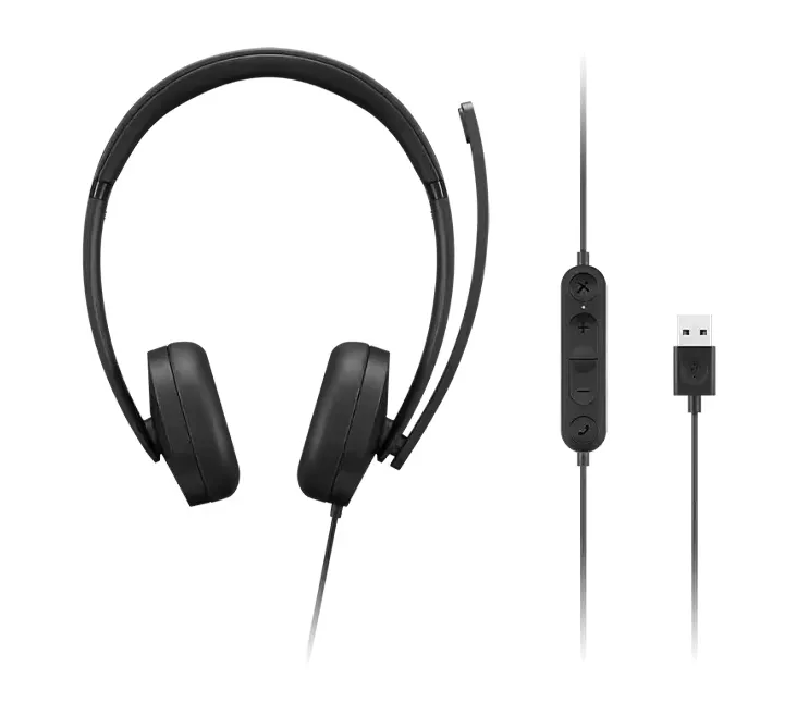 אוזניות חוטיות Lenovo USB-A Wired Stereo Headset Gen 2 4XD1P83425