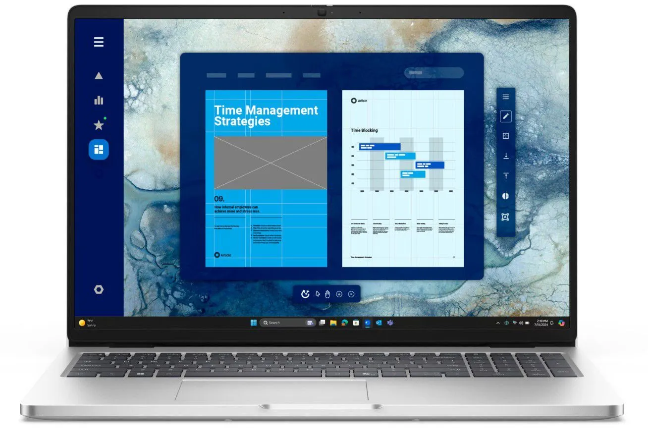 נייד דל Dell Pro 16 PC16250 AI PC FHD+ Intel® Core™ Ultra 7 255U/32GB/1TB NVME/WIN 11 PRO/3Y PC16250-7746 + LT-RD33-16573