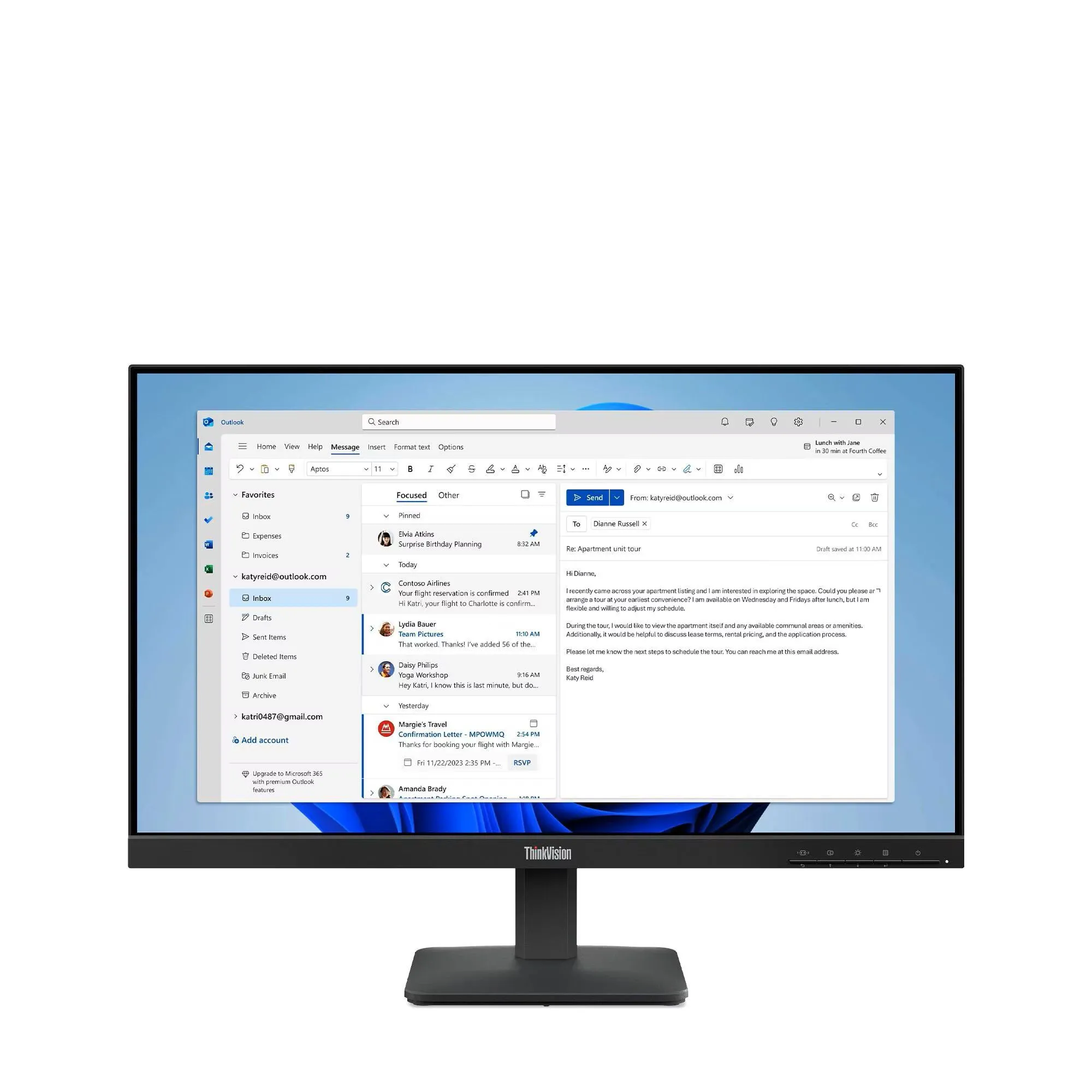 מסך לנובו 24 אינץ' Lenovo ThinkVision S24-4e FHD IPS Monitor 64B5KAT1IS