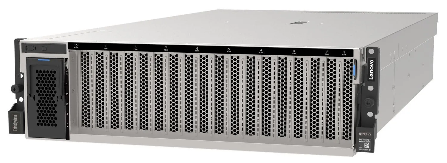שרת בינה מלאכותית Ai מבית לנובו Lenovo ThinkSystem SR675 V3 Ai Server AMD EPYC™ 9335 32C/512GB DDR5 ECC/2x1.92 SSD + 2x3.84 SSD/2xNVIDIA RTX PRO™ 6000 Blackwell 96GB Server ED/3Y 7D8RCTO1WW