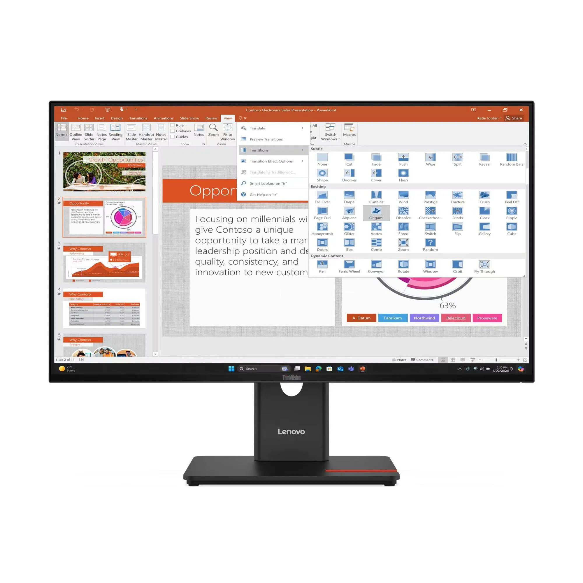 מסך לנובו 27 אינץ' Lenovo ThinkVision T27-40 IPS Monitor 64A5MAT6IS