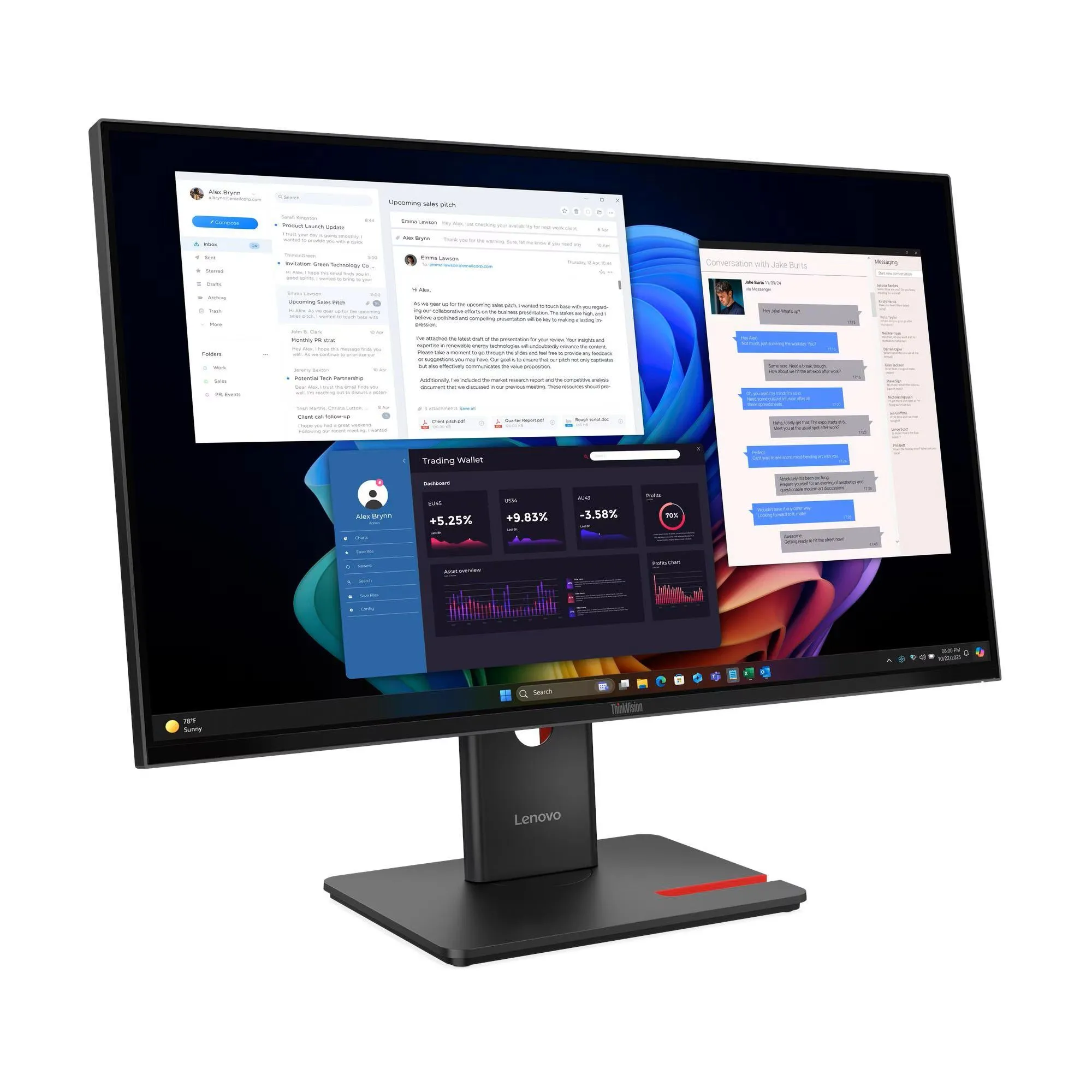 מסך לנובו 27 אינץ' עם תחנת עגינה Lenovo ThinkVision T27UD-40 Monitor 64AFGAT2IS